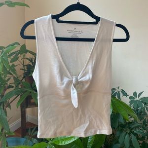 Cream Tank Top with Tie Knot American Eagle
